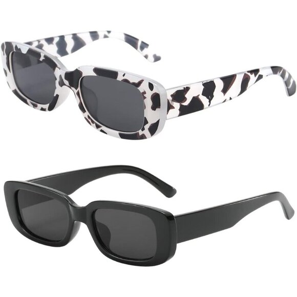 Trendy Rectangle CowPrint Black Sunglasses Women Men Retro Square Fashion Shades main image 5